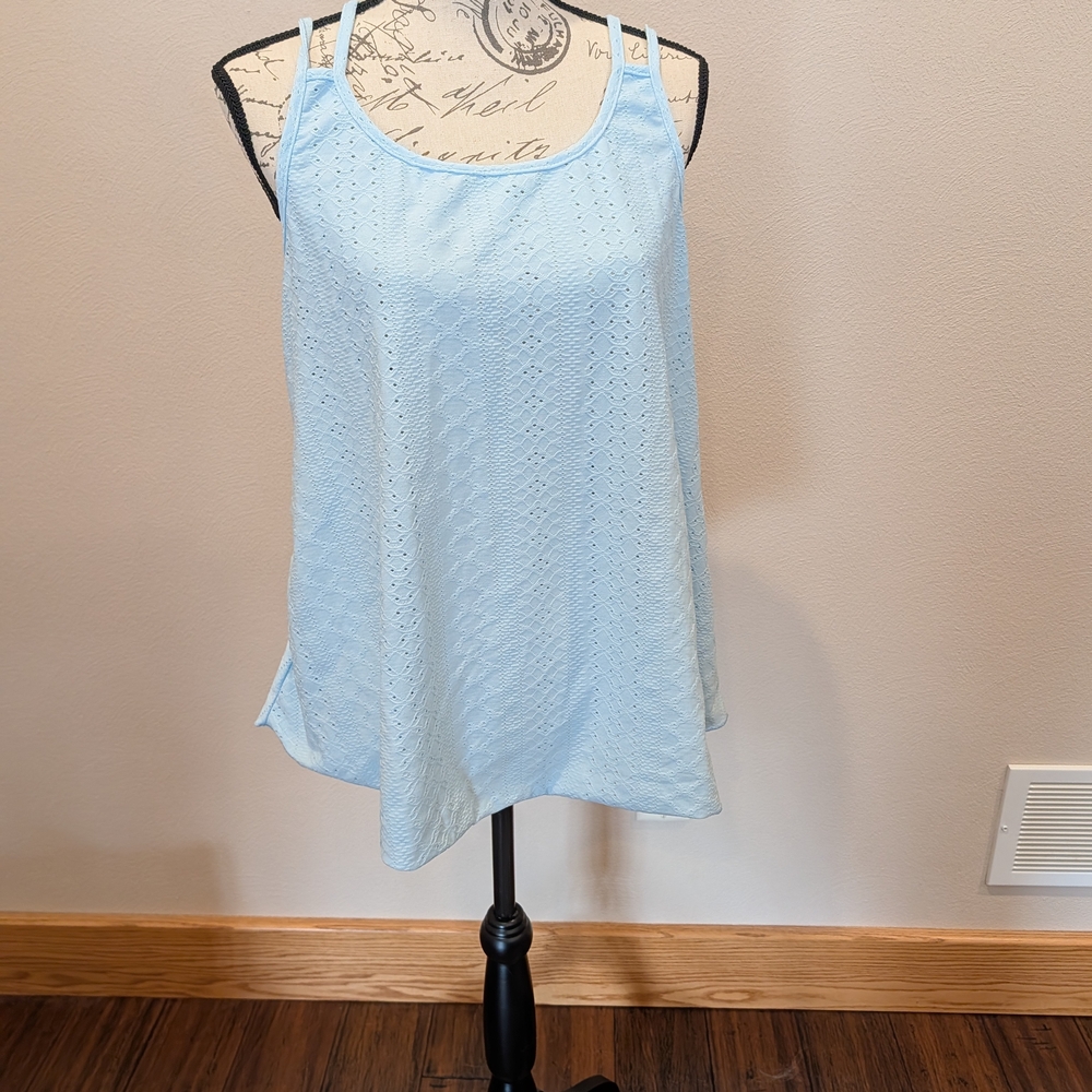 Light Blue Eyelet Camisole Tank Top